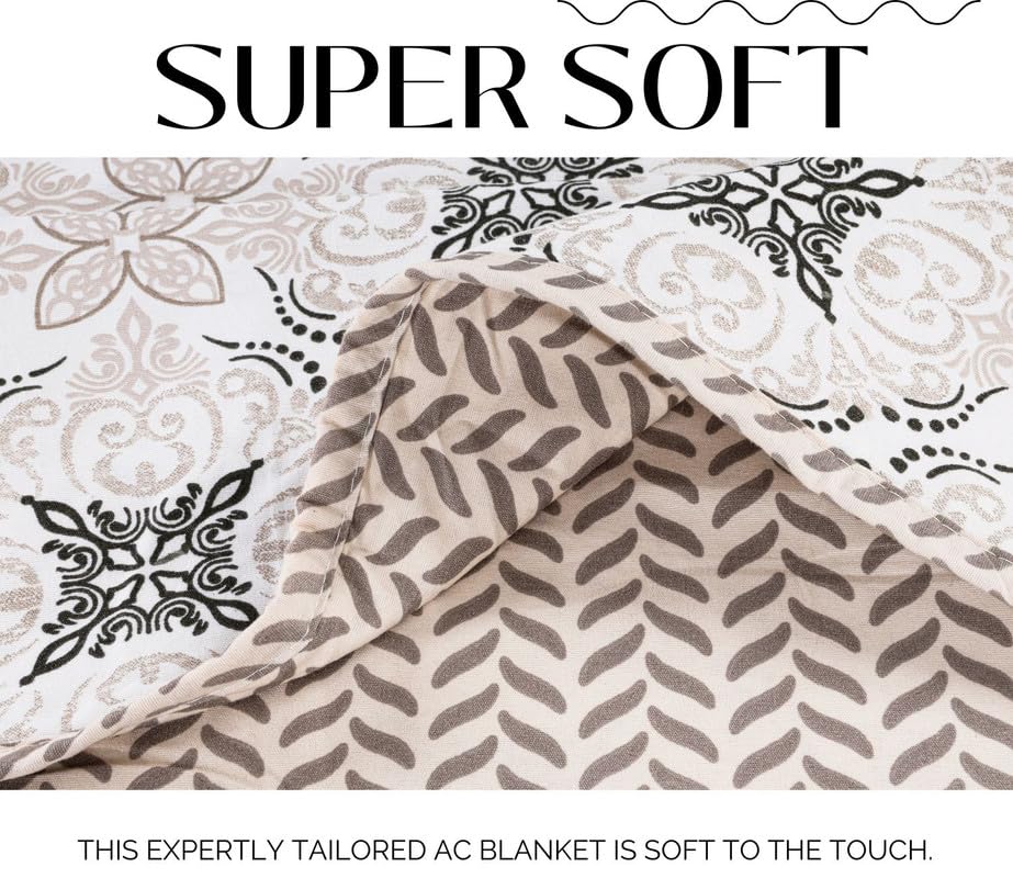 Image of VAS COLLECTIONS Pure Cotton 120 GSM Reversible Soft Lightweight Printed Single Bed Blanket /AC Dohar /Skin Friendly Dohar-152 x 225 cm - Off White & Black