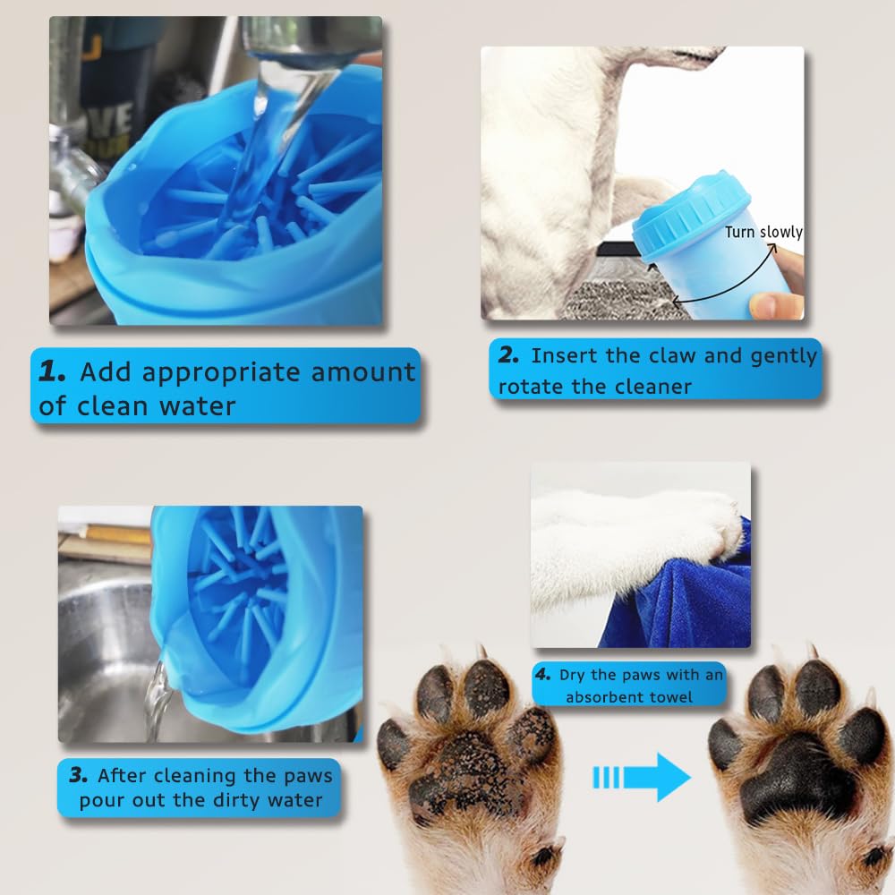 Paw Cleaner for Dogs Soft and Comfortable Paw Cleaner, Portable Silicone Pet Paw Cleaner, with 3 Towels for Cats and Dogs Paw Washer - Image 3