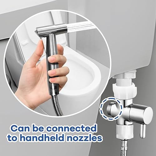 Miniatura 13 de Adaptador en T para bidé con válvula de cierre, válvula T de metal para bidé de 7/8 pulgadas x 7/8 pulgadas x 1/2 pulgadas o 3/8 pulgadas, conector