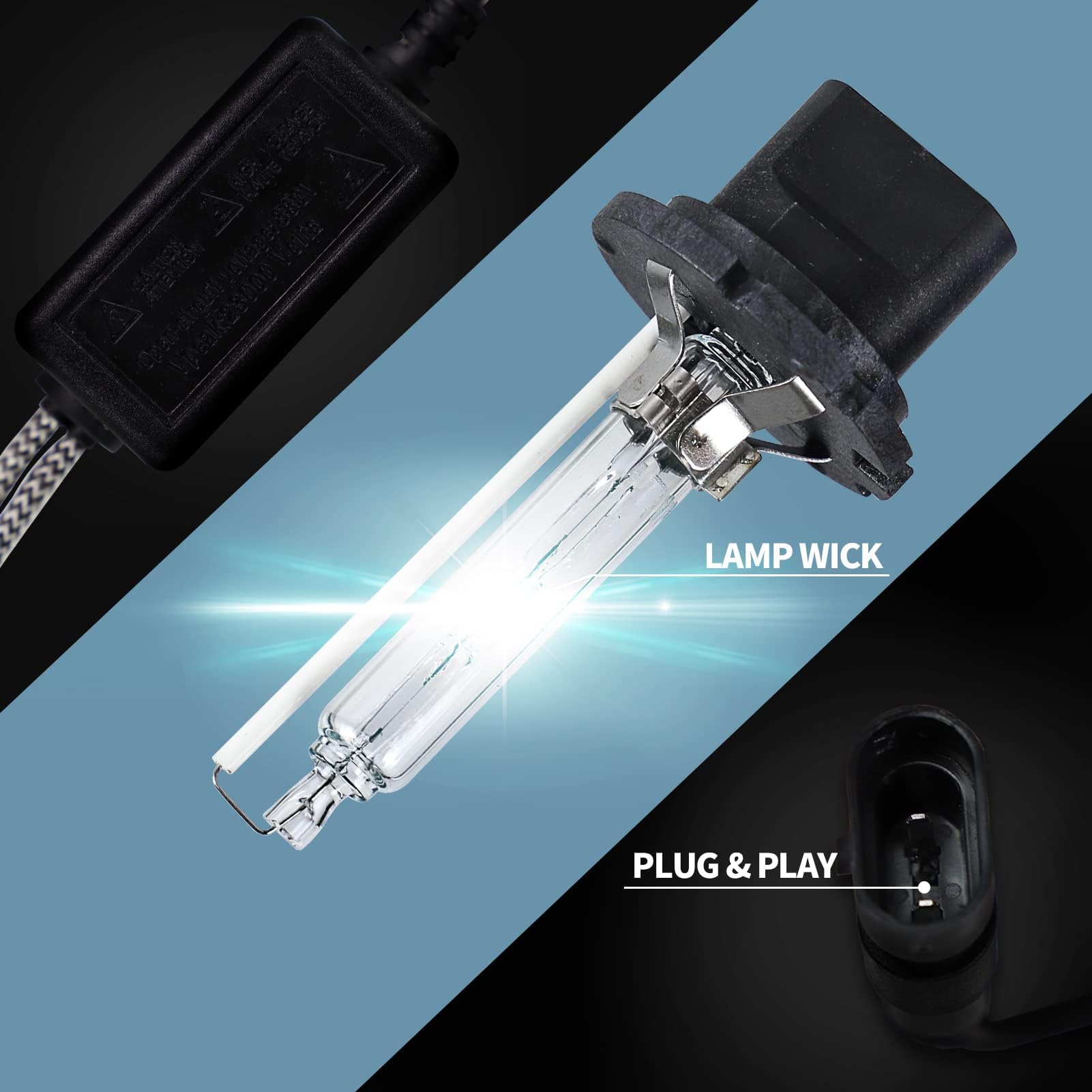VLAND D2H Kit di conversione lampadine allo xeno LED con ballast, lampadine per fari, 12 V 55 W, 6000 K, 3200 lm, 1 set, bianco