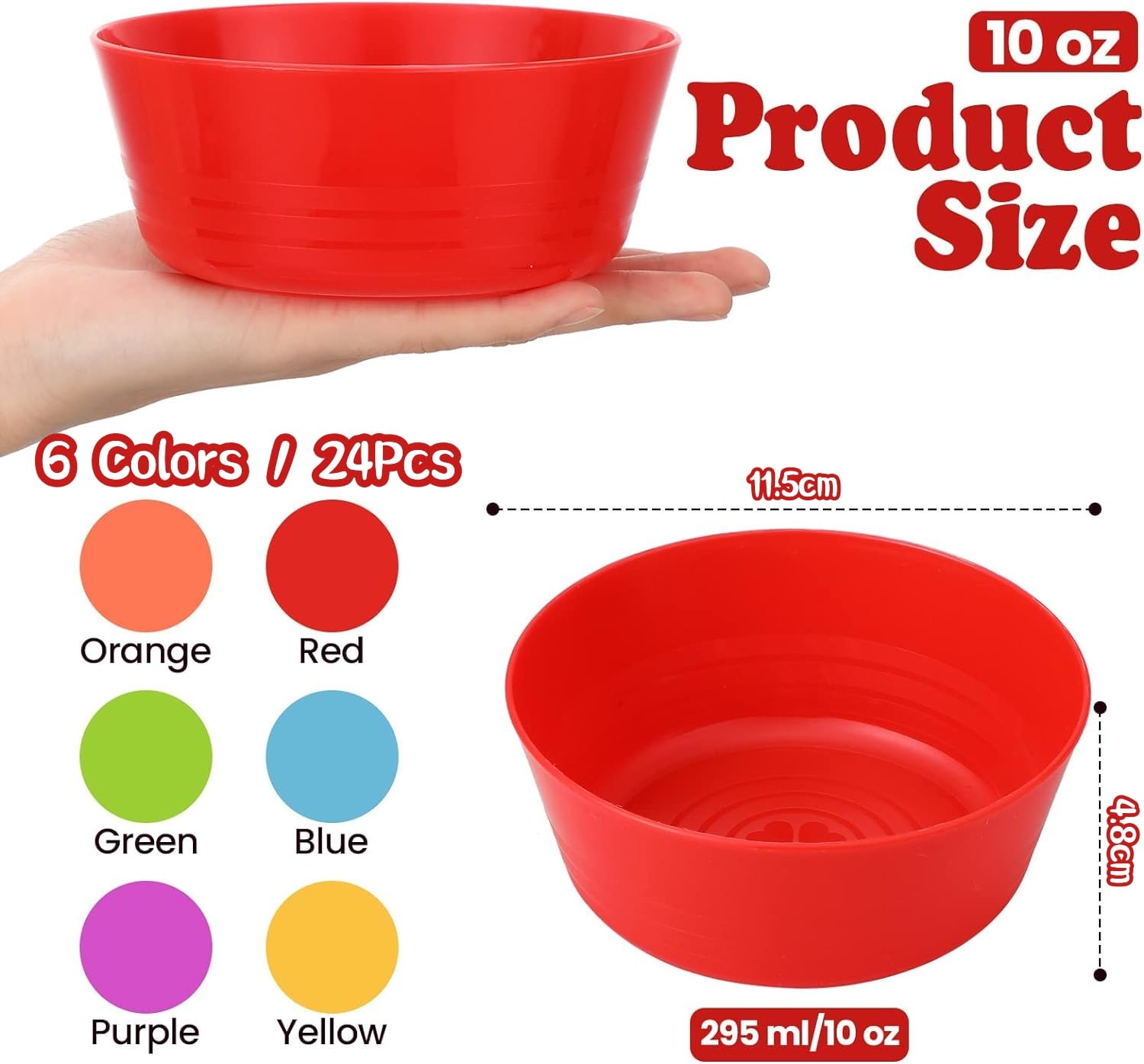 Ciotole Per Cereali 24 OZ | Set Da 6 Ciotole Infrangibili In PP | Colorate, Leggere, Adatte A Microonde E Lavastoviglie | Perfette Per Campeggio E Casa