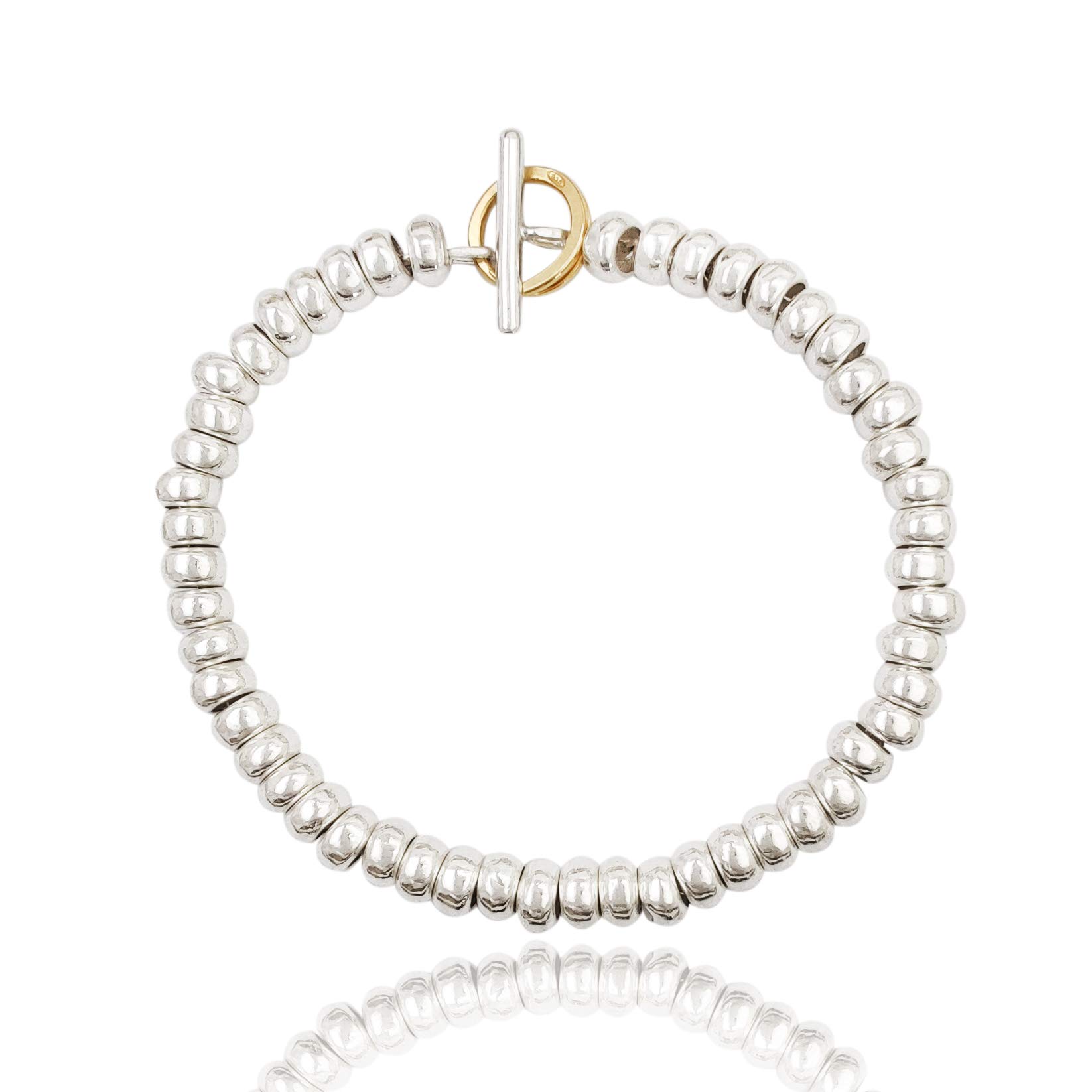 ViMon gioielli, Bracciale Rondelle in argento 925,chiusura anello brisè placcato oro giallo, lunghezza su richiesta