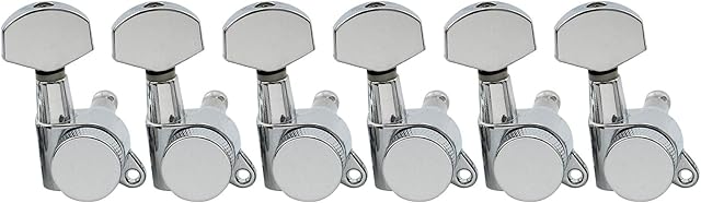 Musiclily Pro 6 in Line Guitar Locking Tuners Tuning Pegs Keys Machine Heads Set for Fender Stratocaster Telecaster Electric Guitar,Chrome
