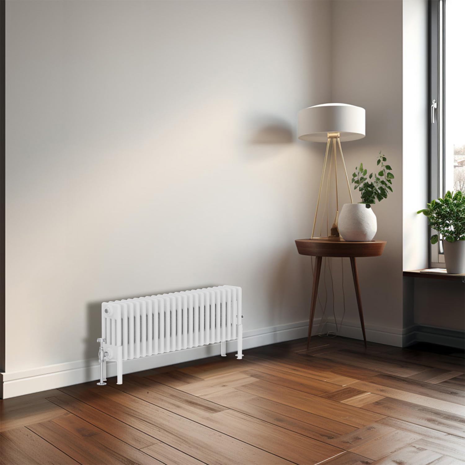 Blümme Traditional 300 x 1010mm Horizontal Cast Iron Radiator Central Heating Radiators Four Column White