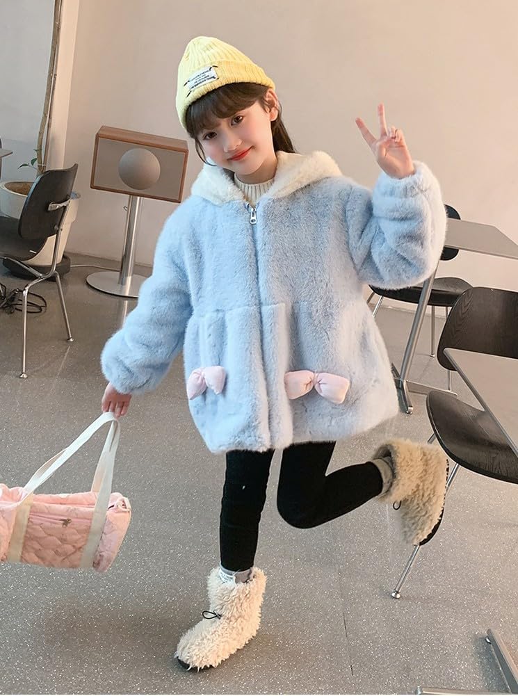 Cartoon Fuzzy Fleece Jacket Petite Women's Long Sleeve Sherpa Zip Up Hoodie Girls Winter Fluffy Shaggy Teddy Coats