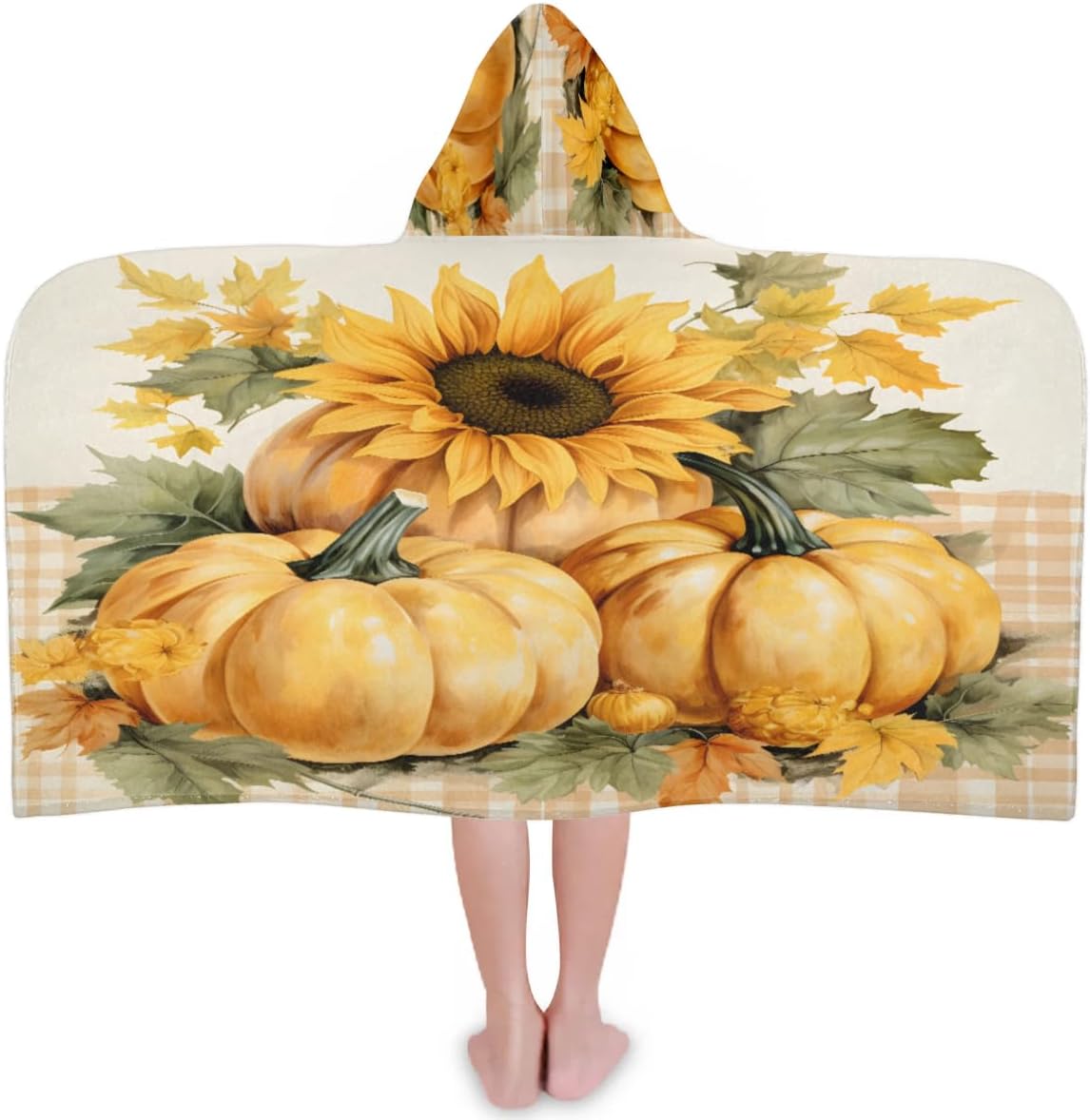 Pardick Kid Bath Towels Sunflower Pumpkin Kids Towel with Hood for Girls Boys Beach Towel Pool Cover Up Soft Absorbent Toddler Hooded Bath Towel for Shower, Beach, Pool