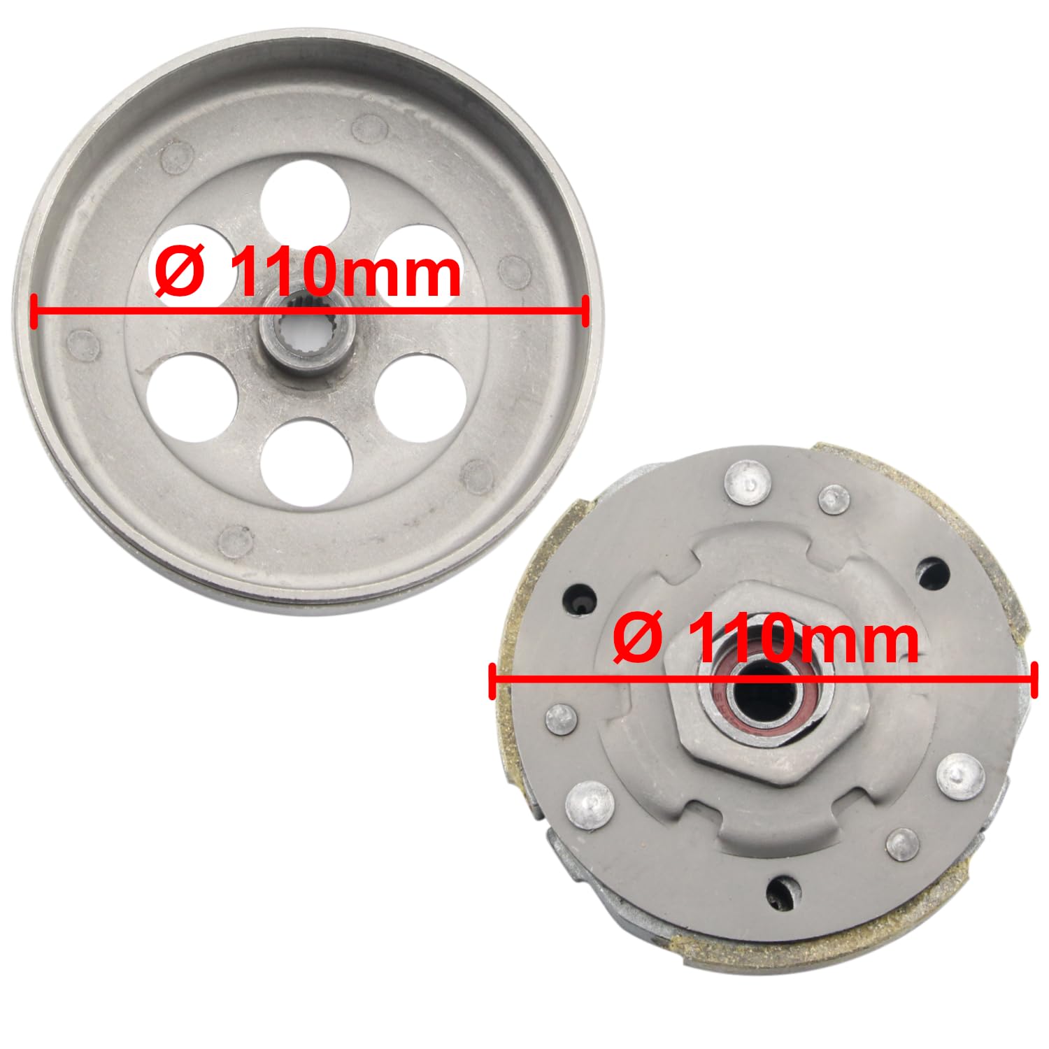 Area1 Kit de conversión (embrague/campana/convertidor 107 mm) para scooter de 50 cc China motor de 2 tiempos compatible con Benero Forstinger Longija