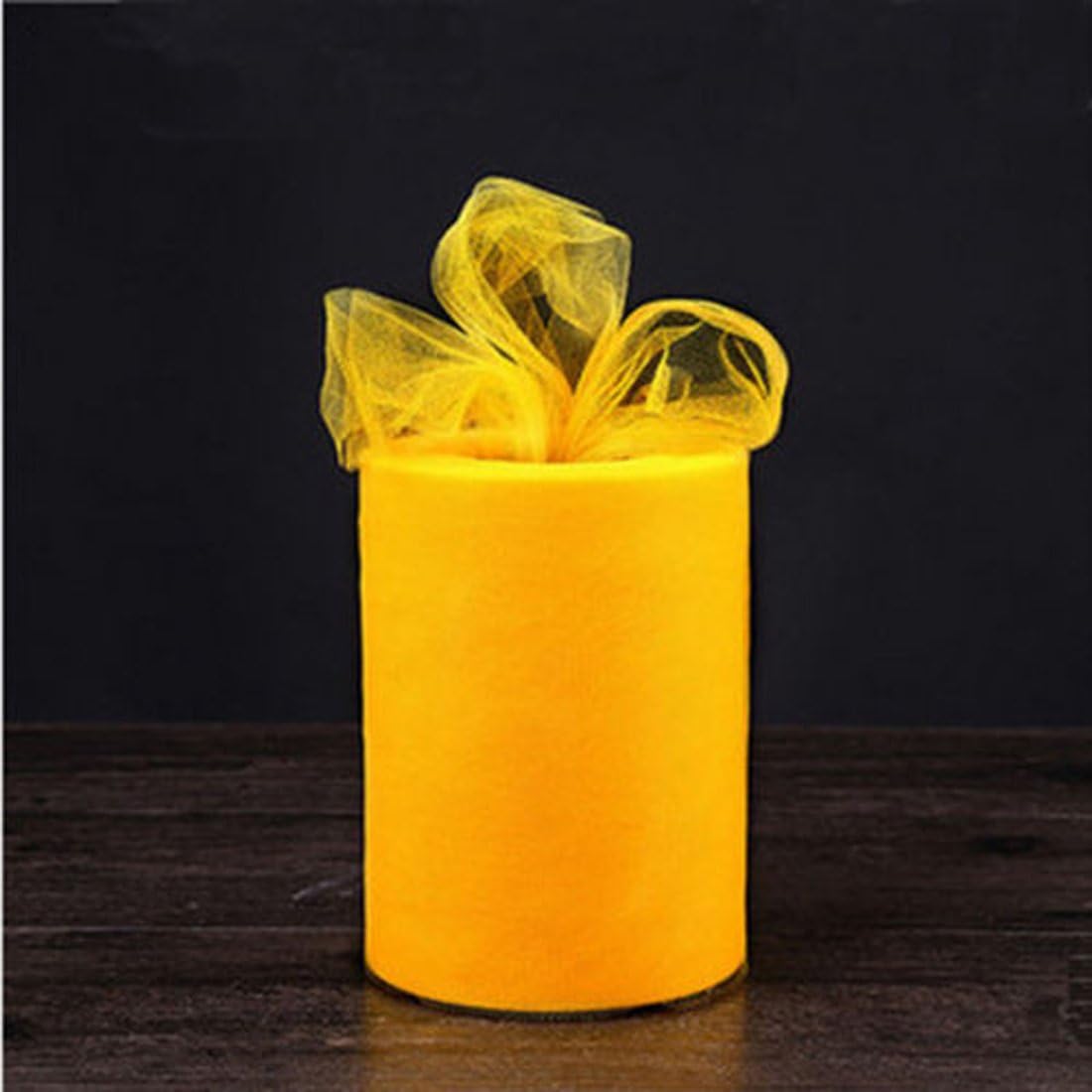 ZJCilected 6 inch x 100yds Tulle Roll Spool Fabric Table Runner Chair Sash Bow Tutu Skirt Sewing Crafting Fabric Wedding Party Gift-Gold Yellow