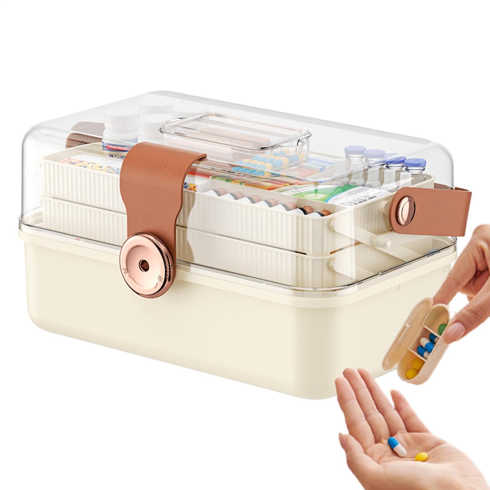 Contenitore Organizer Farmaci Multiuso Portatile Con Manico E Coperchio | Organizer Divisore Compresse Contenitore Portatile Pillole Con Manico Per Uso Quotidiano Domestico E Viaggio
