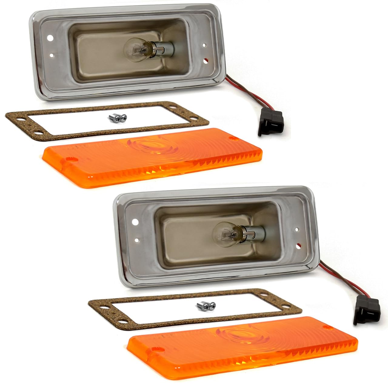 Turn Signal Parking Light Assembly Chrome Pair For 1969-1971 International Harvester Scout