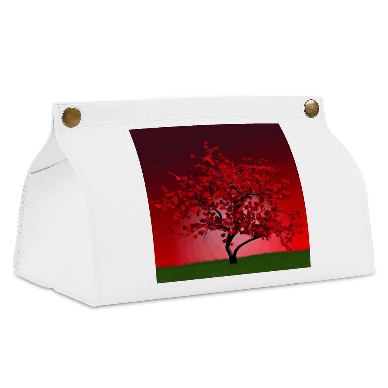 Red Cherry Blossom Tissue Box Cover Tissue Box Holder PU Leather Tissue Box Cover Rectangle Kleenex Box Covers