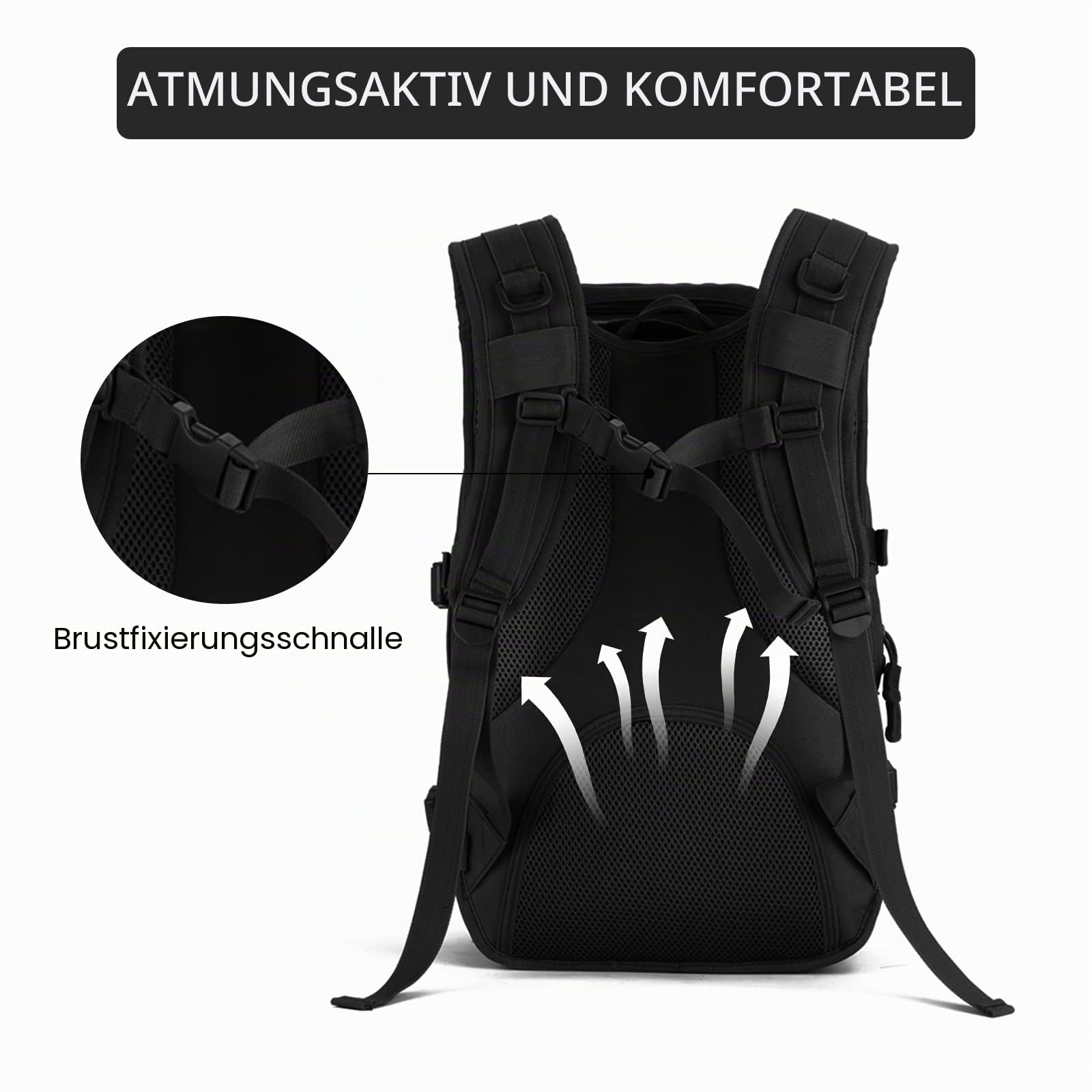 HUNTVP 40L Militar Rucksack Taktisch Wanderrucksack Wasserdicht Trekkingrucksack MOLLE Tactical Sportrucksack Daypack Tagesrucksack Kampfrucksack 14 Zoll Laptoptasche für Outdoor Wandern