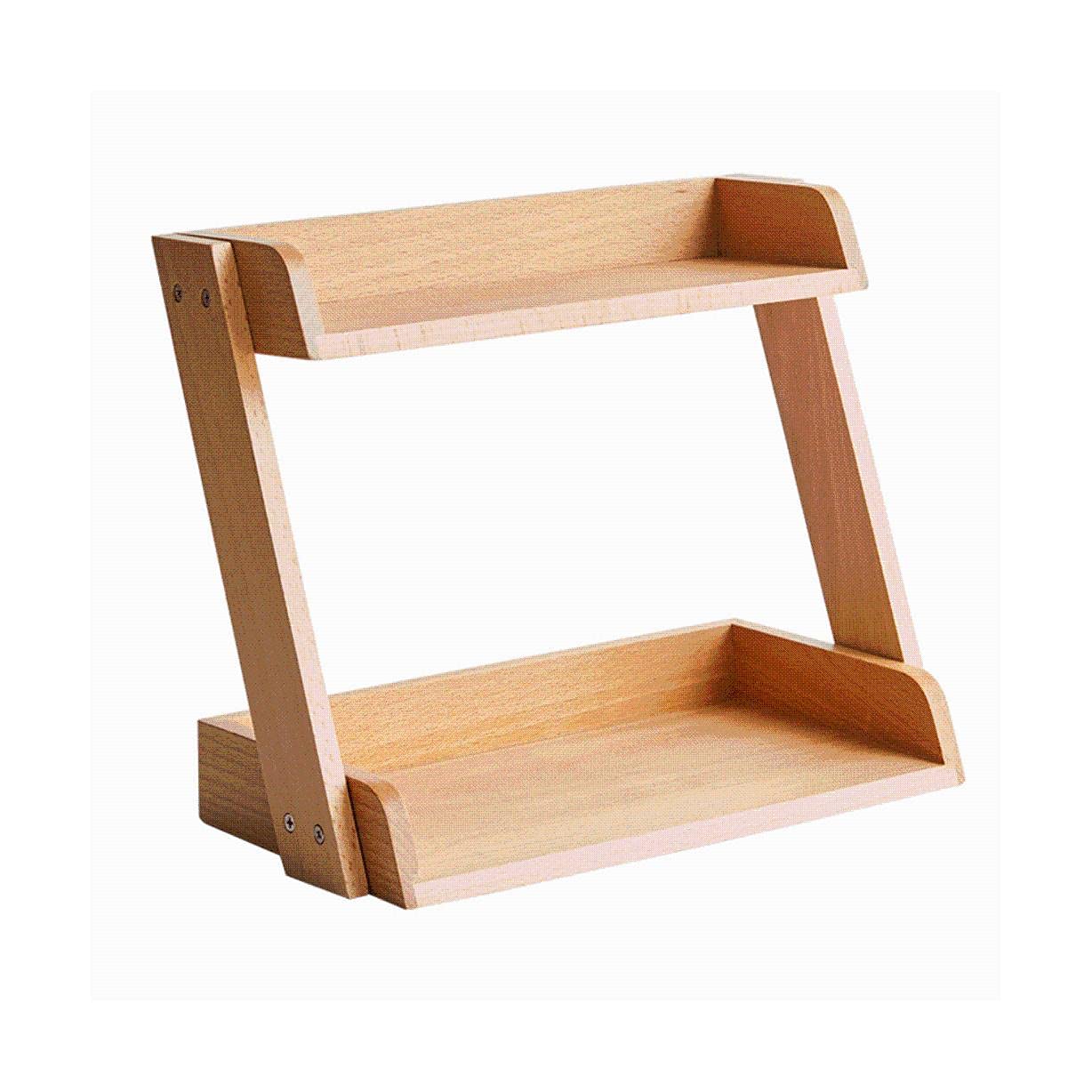 ABOVEHILLDesktop Bookshelf,2-Layer Book Desktop Organizer，Wooden Simple Desktop Shelf Suitable for Office Supplies，Home Decoration