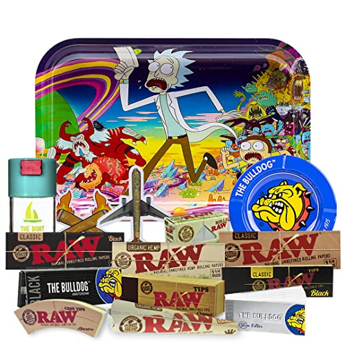 Regalo para fumadores Bandeja para liar 27,5 x 17,5cm + Cenicero The Bulldog + Bote Antiolor THE...