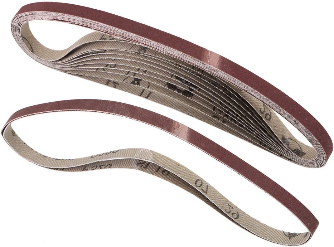 MACHSWON 3/8 x 21 Inch Aluminum Oxide Sandpaper Belts for Portable Strip Sander Wood Abrasive Paper 320 Grit 12pcs