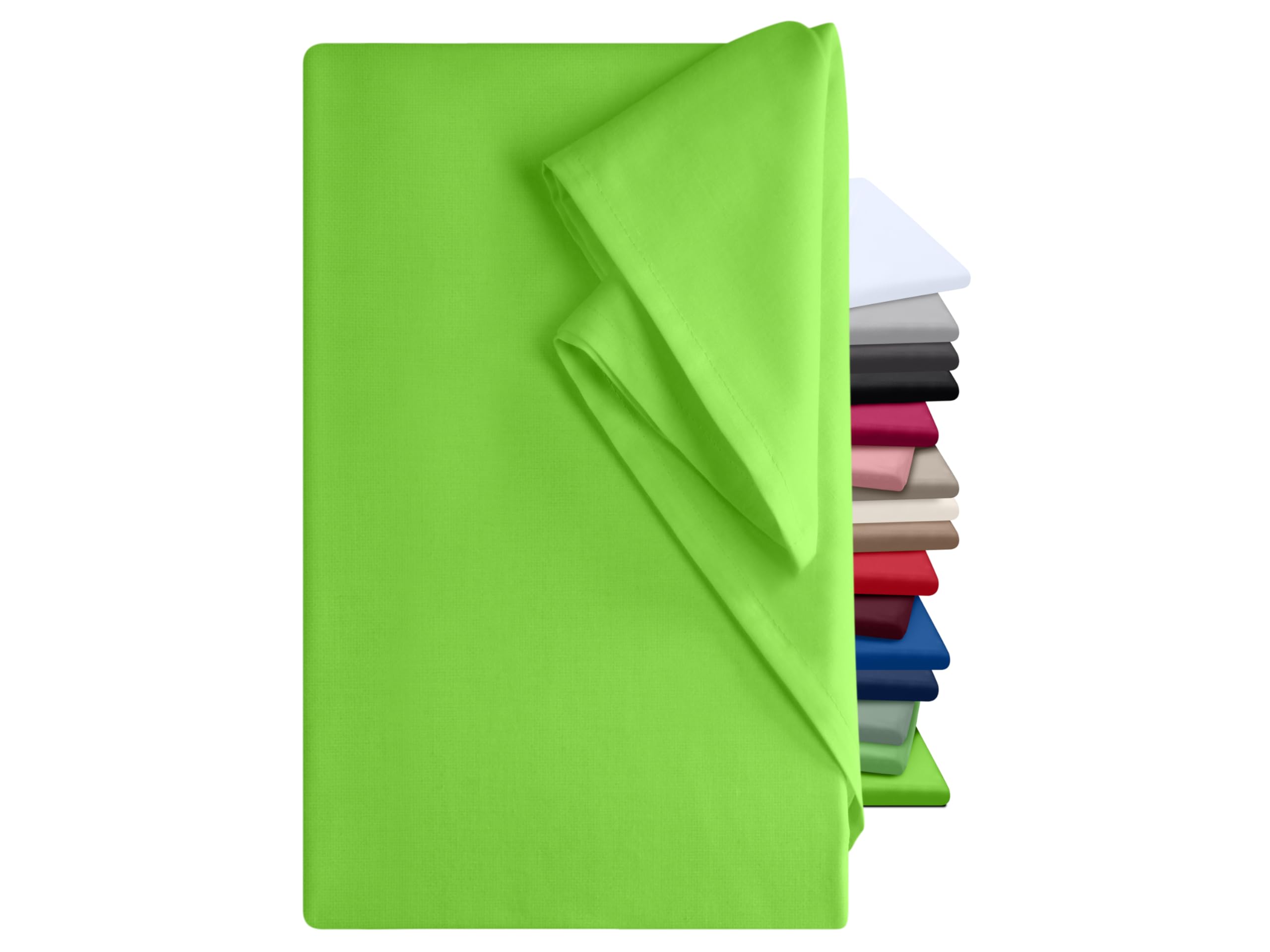 npluseins Bed Sheet 100% Cotton in 9 Colours Available in 3 Different Sizes Household Towel without Elastic Band Approx. 240 x 275 cm Apple Green — image 1