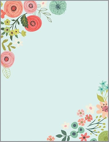 Gina B Designs - Recambio de notas de escritorio de flores de coral verde azulado, hojas de notas de 150 papeles de notas, notas de 3.25 x 4.25,