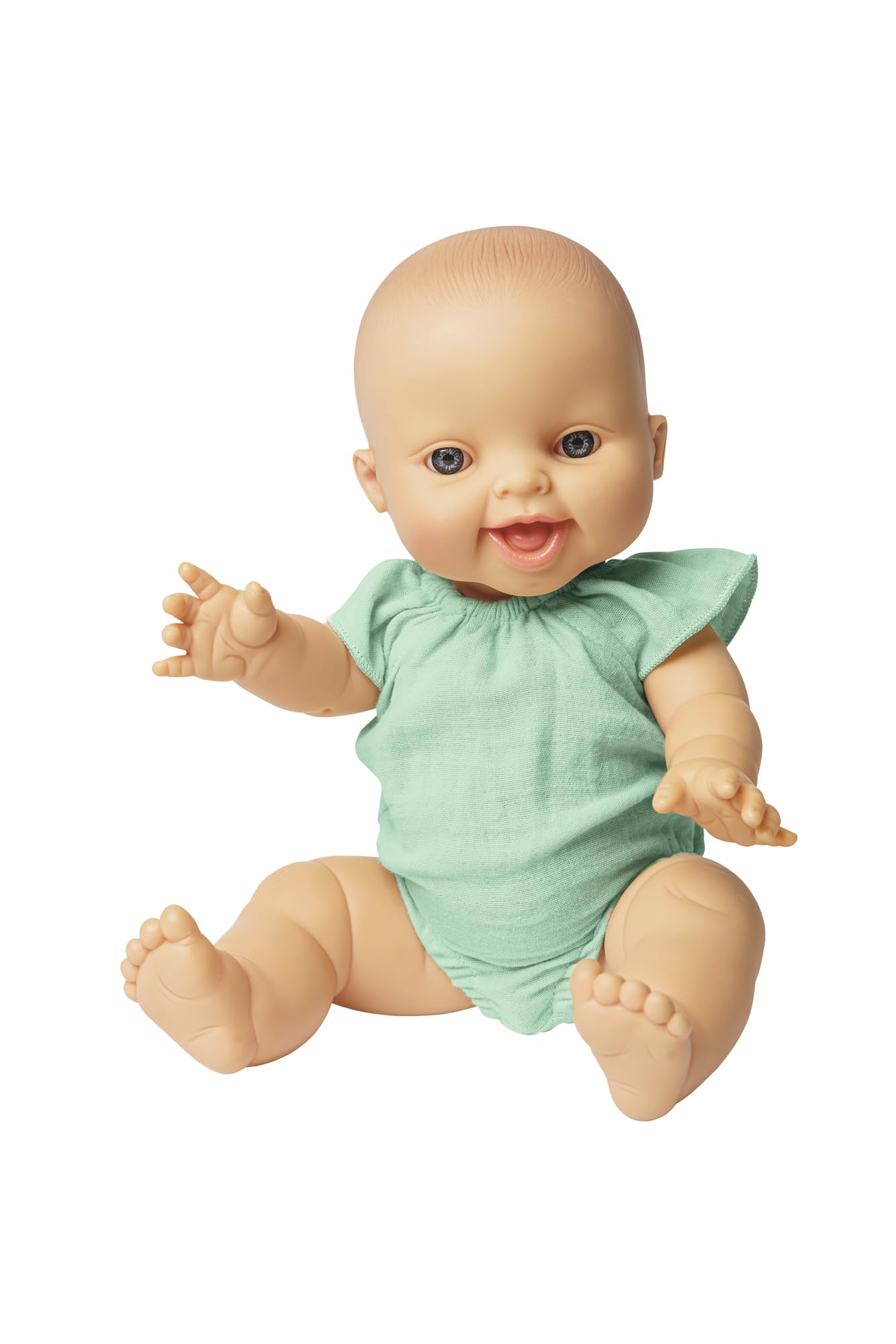 Heless Bambola Bambina In Vinile Con Corpo In Mussola Di Cotone Biologico – Abito Menta, 34 Cm – Compagna Di Giochi Morbida E Sicura