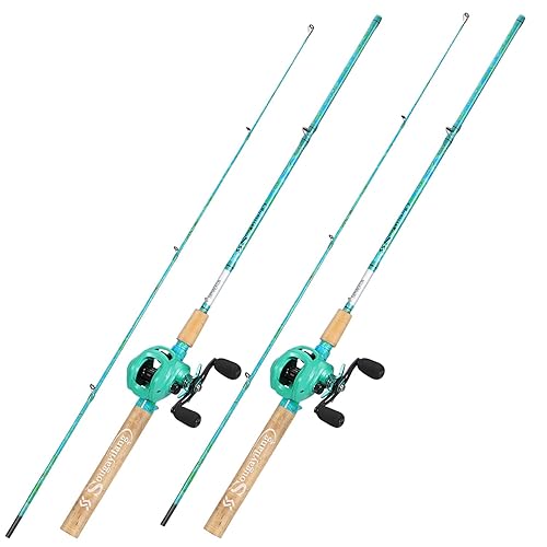 Sougayilang Fishing Rod and Reel Combo, 2-Piece 5-Foot 6-Inch Graphite & Fiberglass Rod, Durable and Strong, Quickset Anti-Reverse Fishing Reel (1Pack/2Pack)