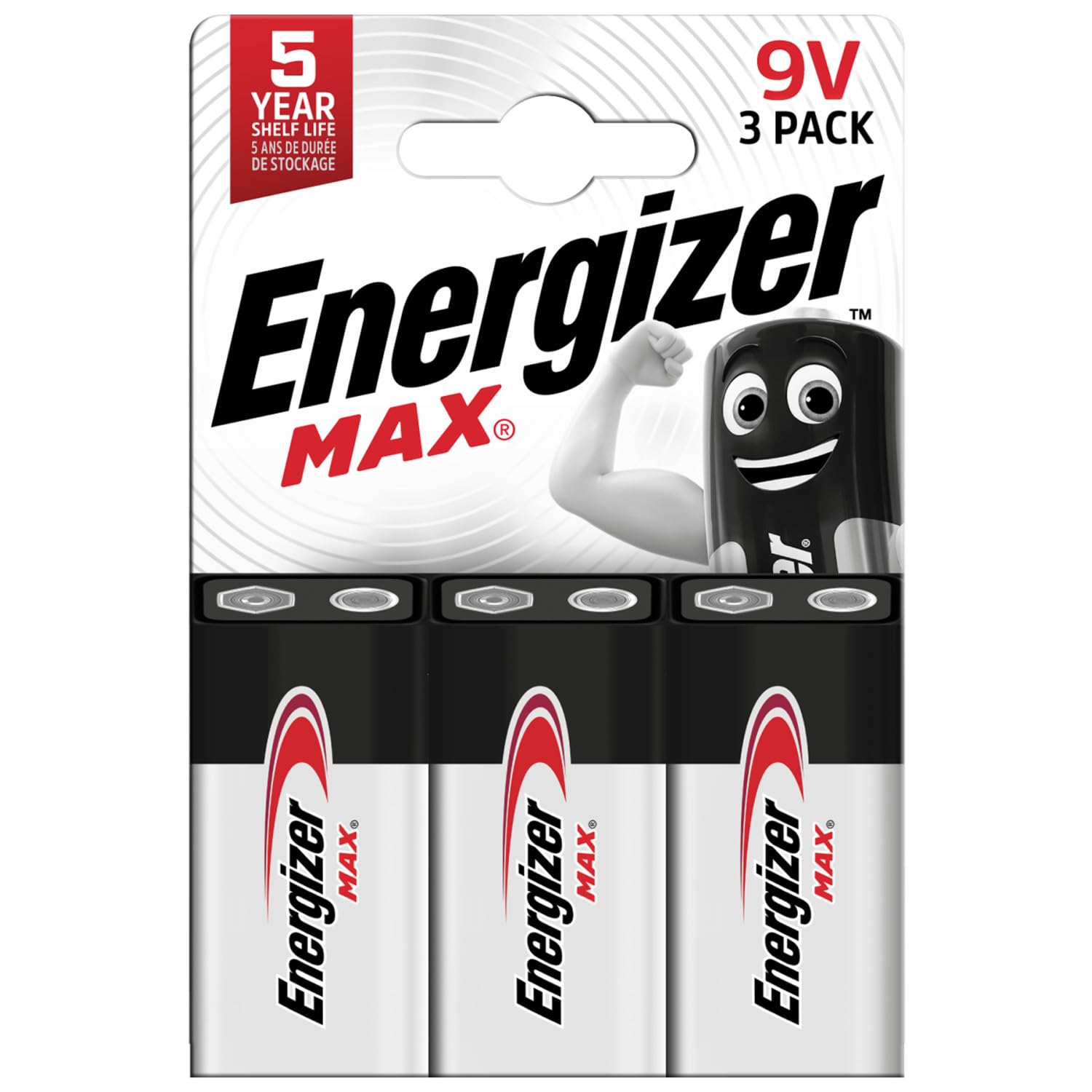 Energizer Max - 9V Battery (3 Pack) - Nine Volt Alkaline Block Batteries - Reliable Power for Fire Alarms, Smoke Dectors, Radios, Toys - 100% Recyclable Plastic Free Packaging - 5 Year Shelf Life