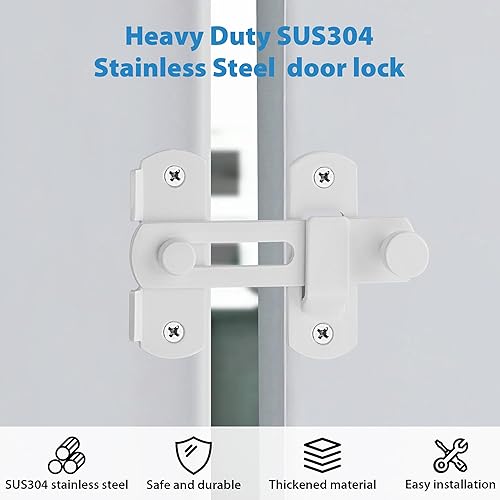 Miniatura 3 de Alise Heavy Duty Flip Latch,Gate Latches Safety Door Lock for Barn Wood Fence Sliding French Doors,SUS304 Stainless Steel Gate Hardware,White Finish