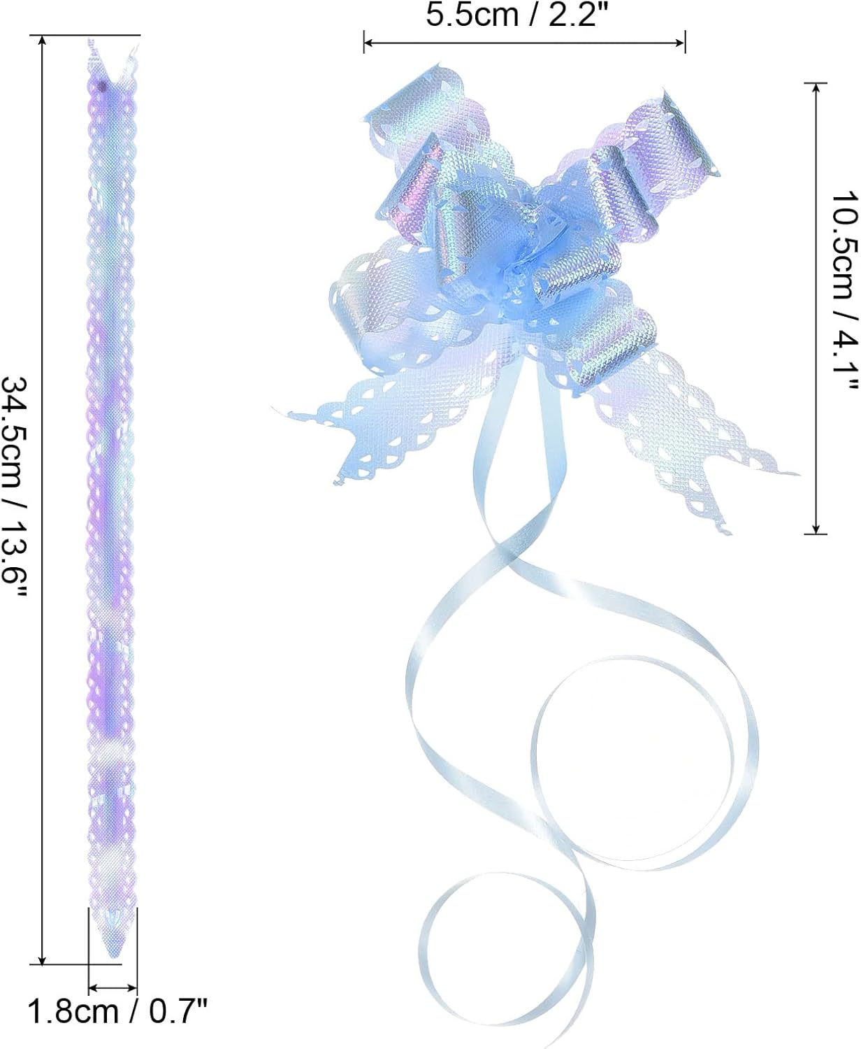 PATIKIL 2.2-inch Iridescent Pull Bows, 40 Pack Present Wrapping String Bows Ribbon Decorative Bow Tie for Wedding Party Birthday, Light Blue - Image 2