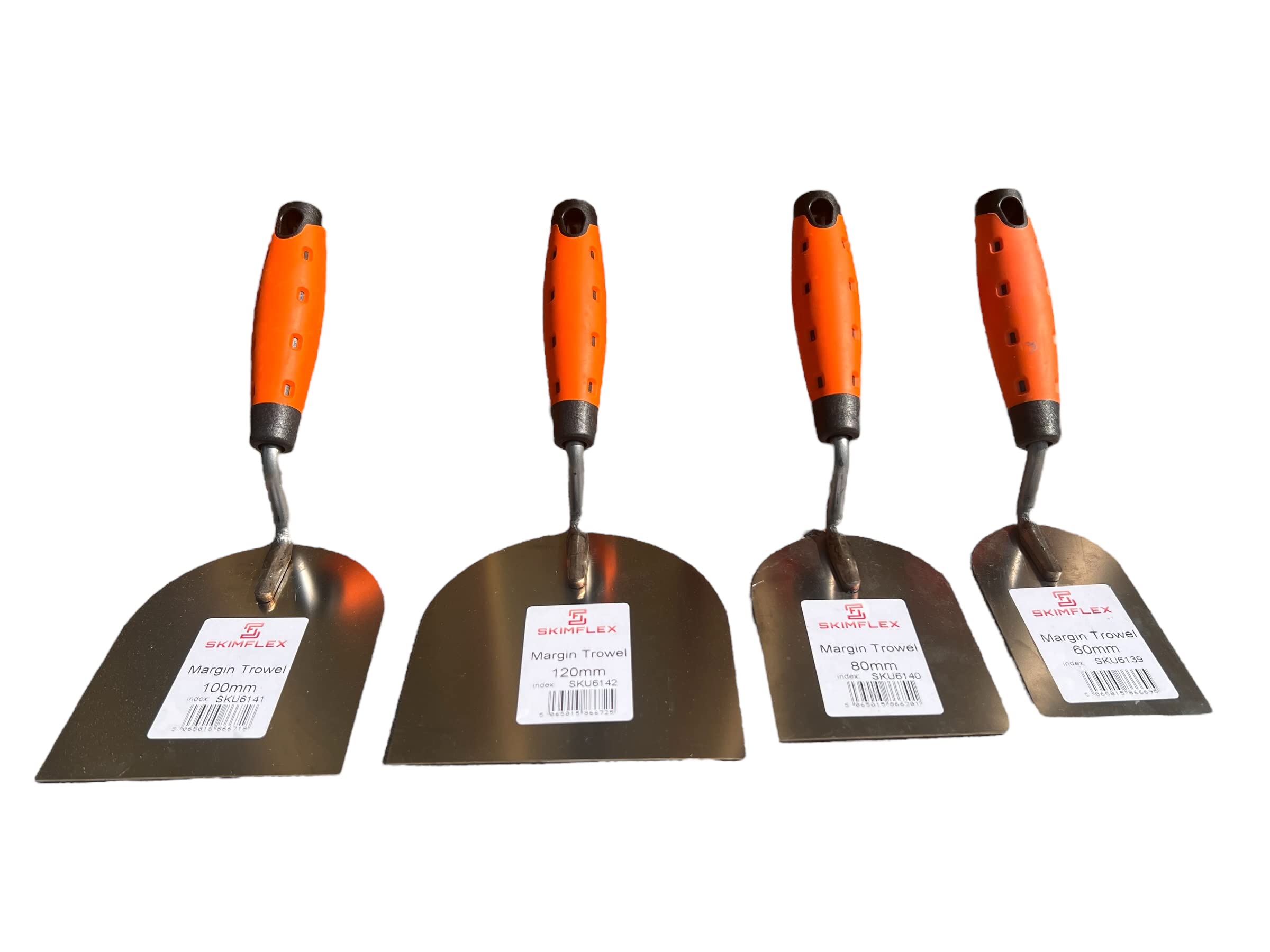 Skimflex Professional Stainless Steel Margin Stucco Trowel - Comfortable Grip, Versatile, Durable, and Compact - Perfect for Drywall, Render, Grout & More, Multipack 4