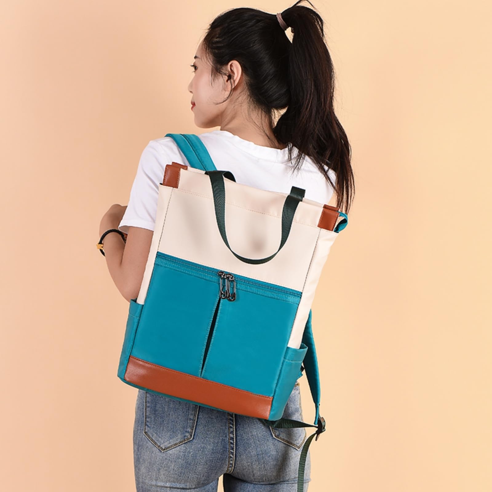 Mochila escolar Oxford Tote-Style Zaino Impermeabile, Versatile Daypack per Ragazze Adolescenti, Ideale I Viaggi di Fine Settimana della Scuola