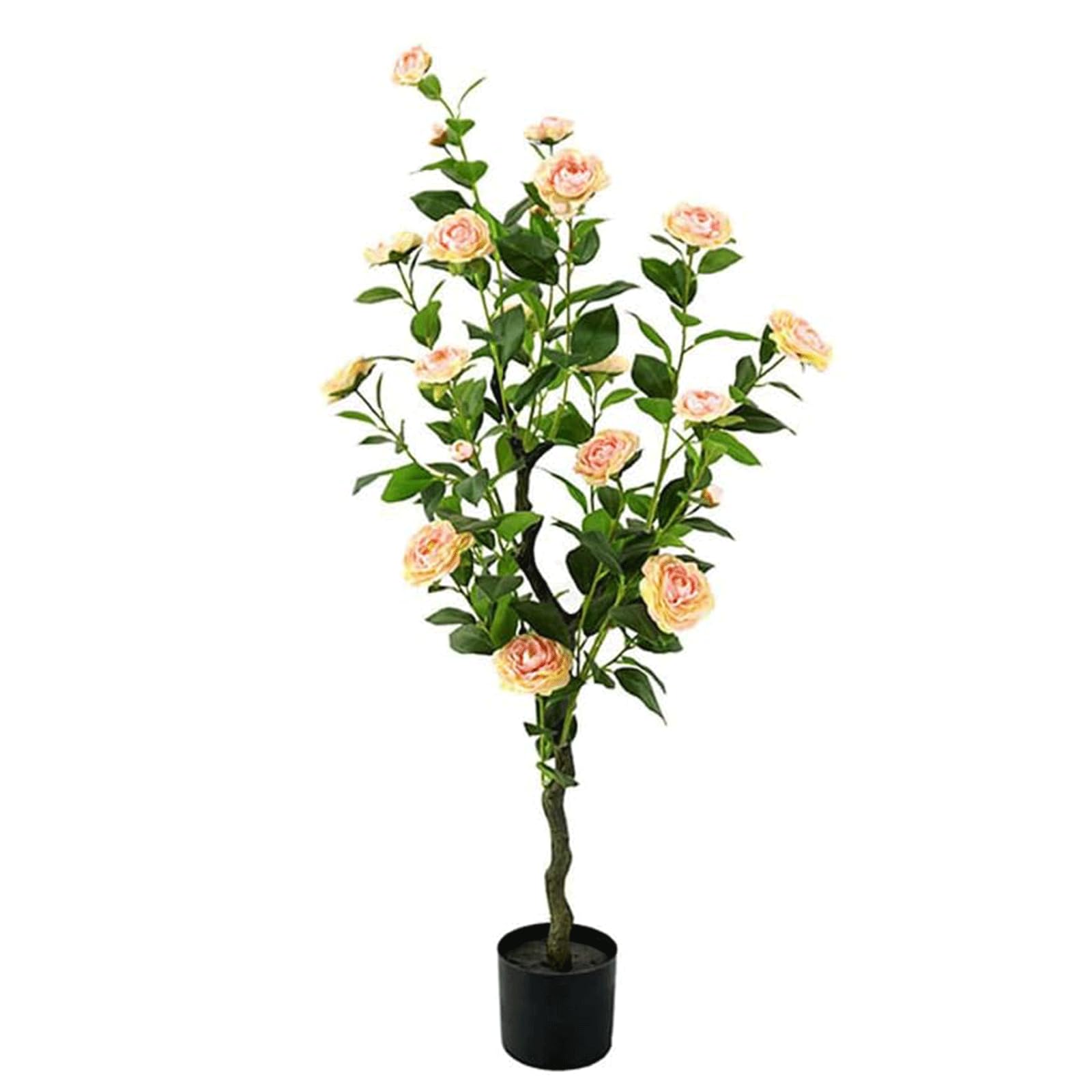 GLJTUO fake tree Fake Tree 3.9ft Artificial Trees Simulation Camellia Tree For Indoor Or Outdoor Faux Tree With Black Pot Realistic Design