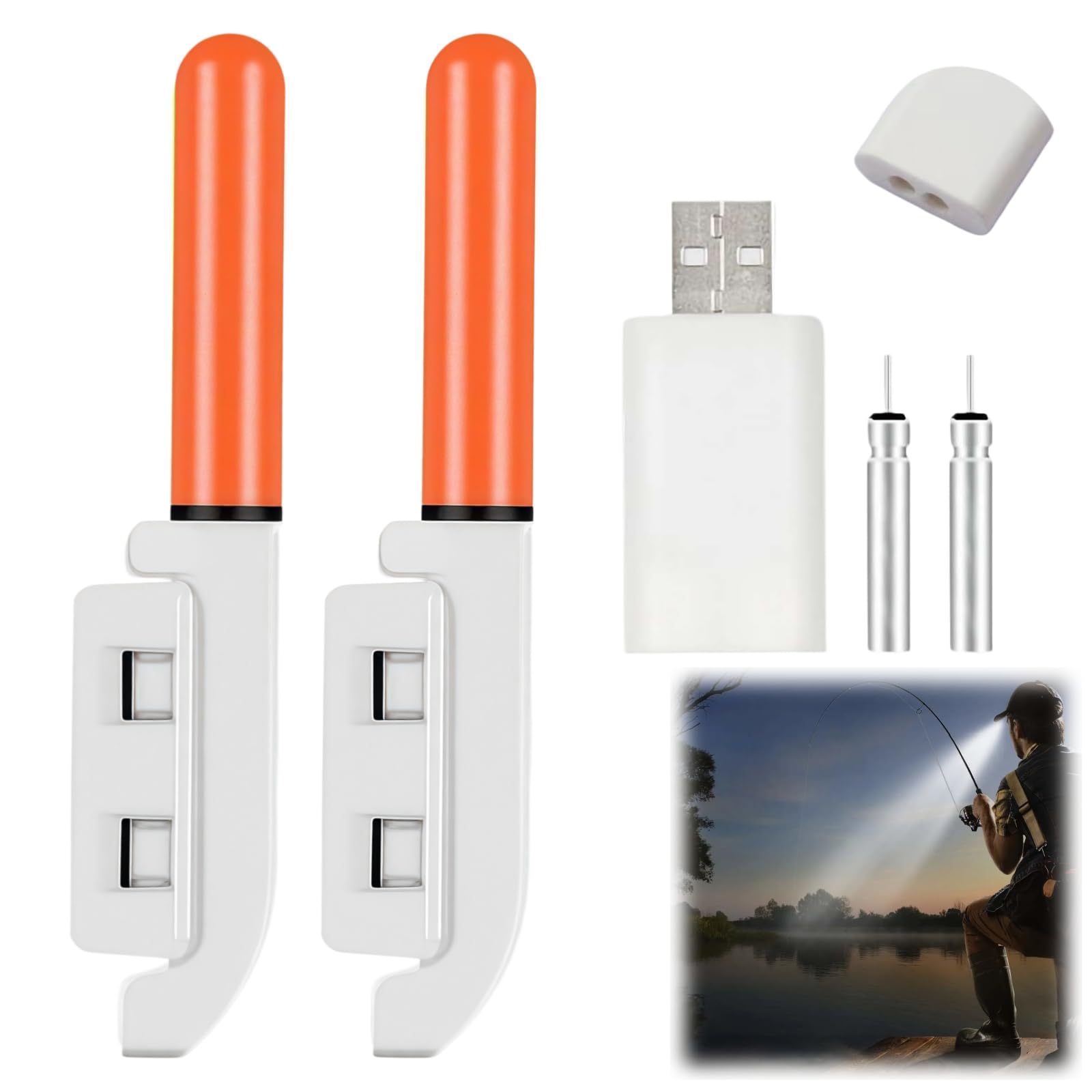 2PCS Rod Tip Lights for Night Fishing,Sea Fishing Tackle Accessories,Rechargeable LED Bite Alarm Waterproof Fishing Equipment,Green Glow Sticks with Buckle Fishing Gifts and Fishing Stuff,Red