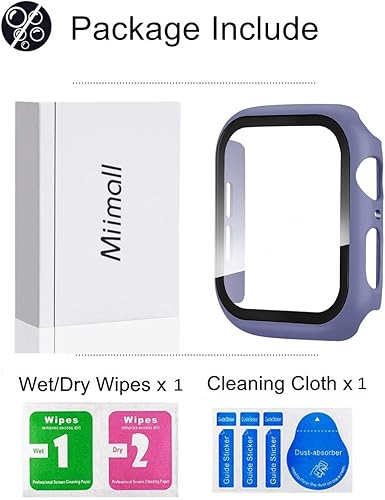 Miniatura 7 de Miimall Funda compatible con Apple Watch de 1.732 pulgadas con protector de pantalla antiarañazos, a prueba de golpes, cubierta dura mate y película