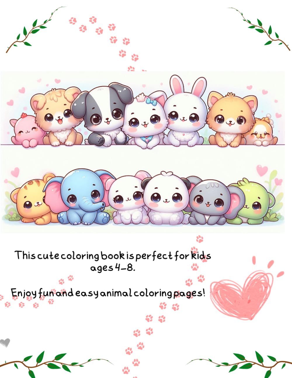 Cute Animals Coloring Book for Kids Ages 4-8