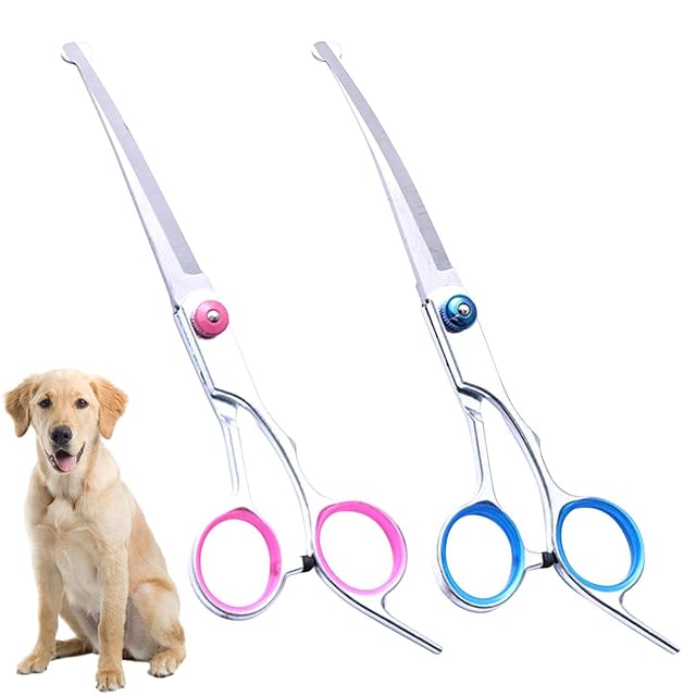 QIXNBL 2 Tijeras De Aseo para Mascotas, Tijeras De Aseo para Perros De Acero Inoxidable