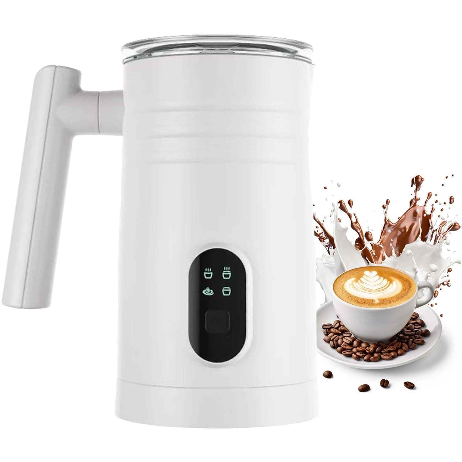 Espumador De Leche Eléctrico De 350 Ml, Espumador De Leche Automático con 4 Modos Y Varillas, Anillo De Espuma Extraíble, Espumado Silencioso, Material Seguro para Leche White
