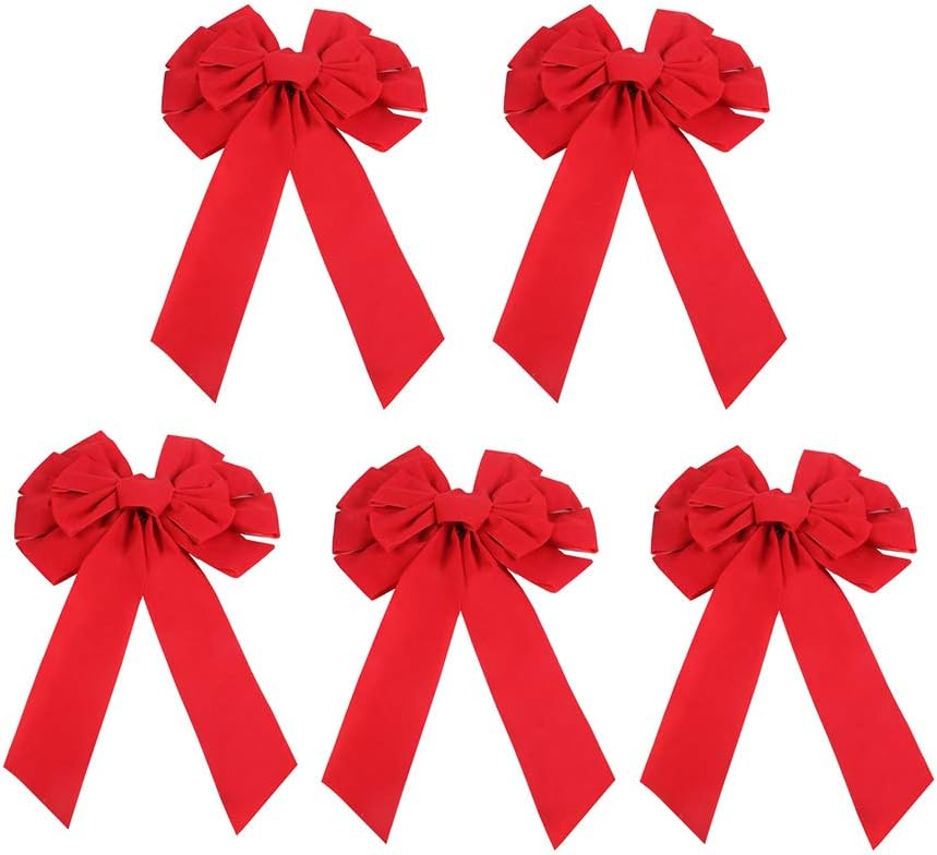 Burcan Christmas Bows 5 Bows Red