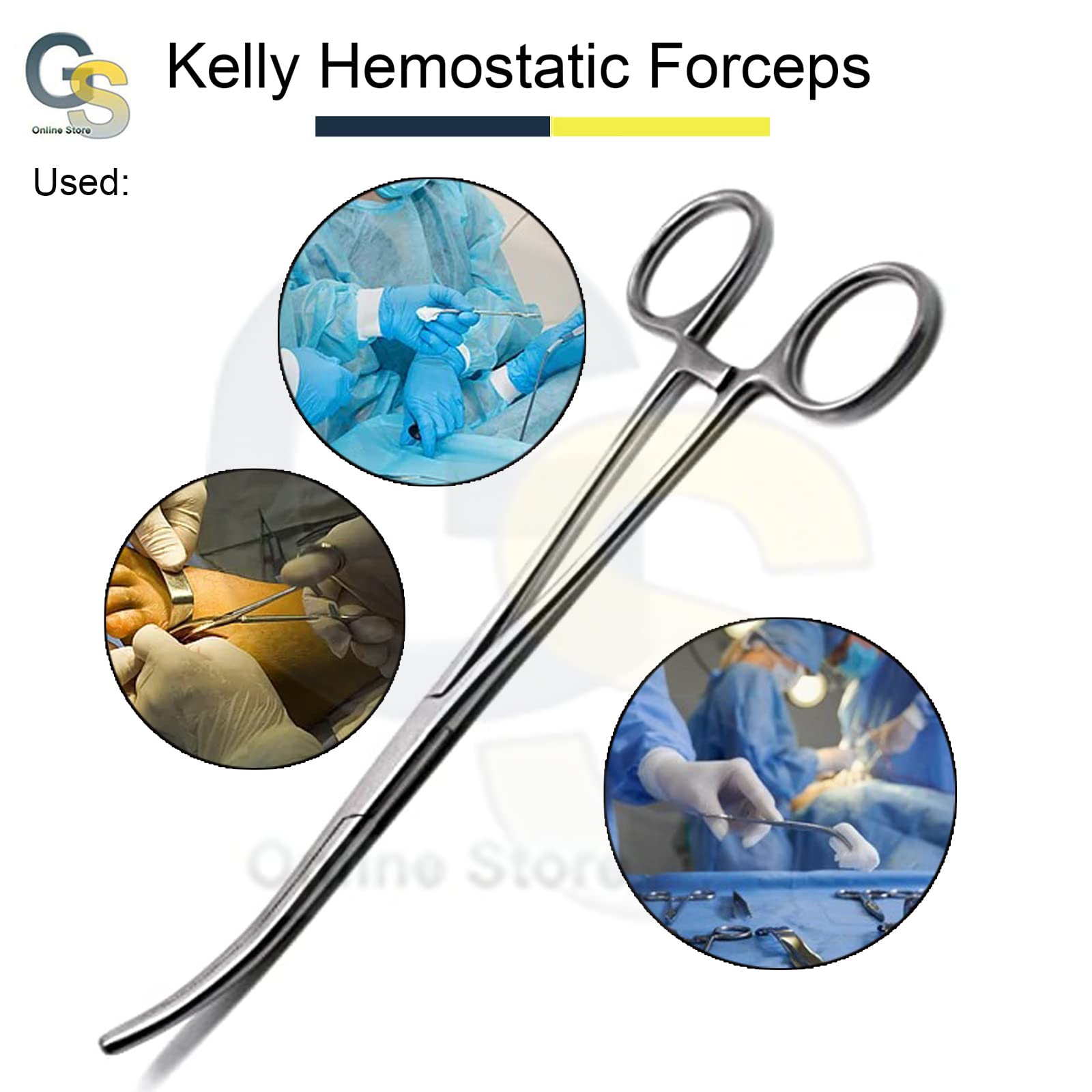 Kelly Hemostat Forceps - Stainless Steel, Locking -4 Kelly Hemostat Forceps - Stainless Steel, Locking -4