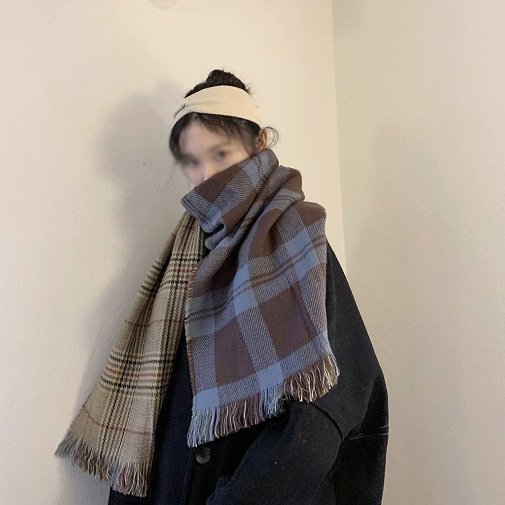 Damen-Winter-All-Match-Schal im koreanischen Stil, Retro-Gitter-Strickschal aus Wolle, um warm zu bleiben
