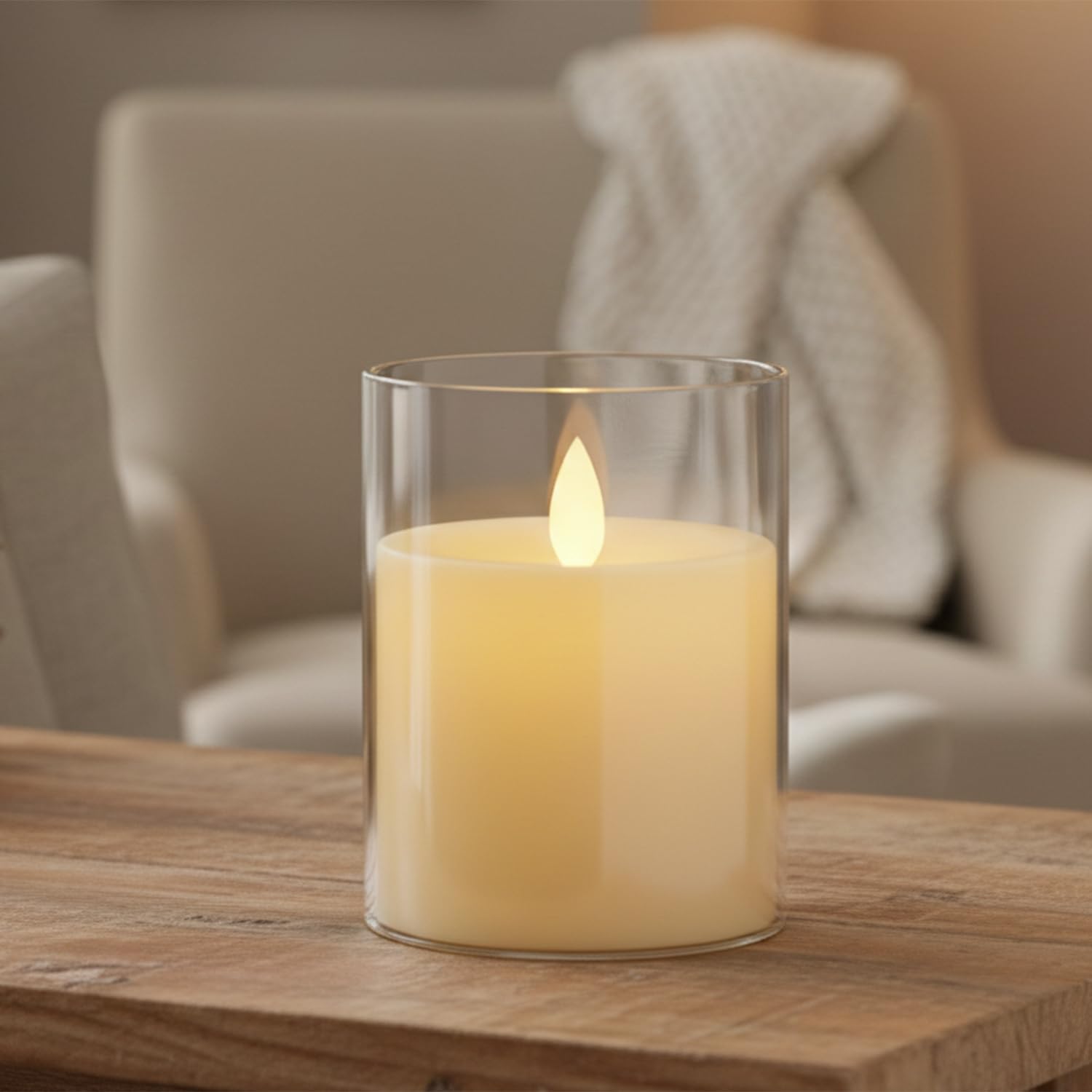 LTETTES Flameless LED Candle with White Acrylic Fiberglass - 4x3”| Swiveling Faux Wick, AA Battery Powered with Remote & Timer | Smokeless Electric Candle for Home, Festival, Wedding Décor & Gifting-picture-22