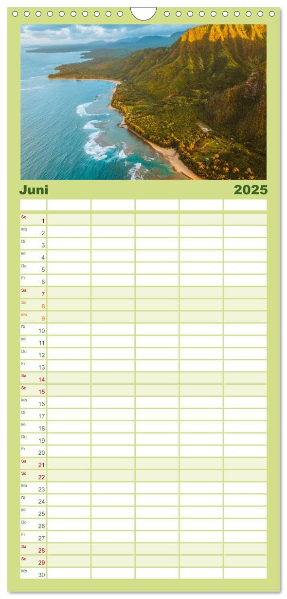 Familienplaner 2025 - Hawaii Traumziel mit 5 Spalten (Wandkalender, 21 cm x 45 cm), CALVENDO: Entdecke die Schönheit von Hawaii mit spektakulären ... so noch nicht gesehen hast. (CALVENDO Orte)
