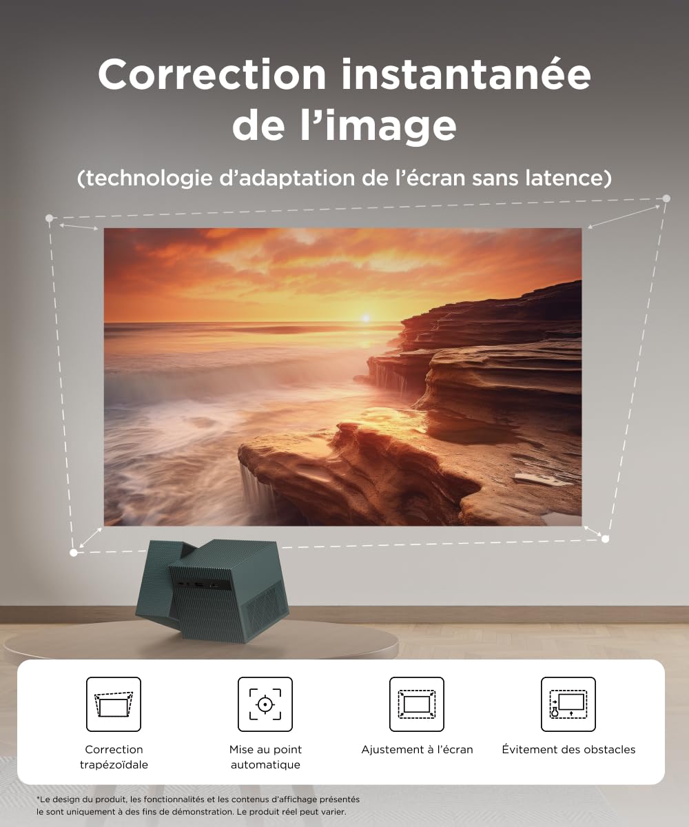 Projecteur TCL PlayCube DLP Full HD 1080p, Projecteur Portable certifié Netflix, 3h autonomie (Gaming). 750 lumens, 4K, autofocus, écran jusqu'à 150"