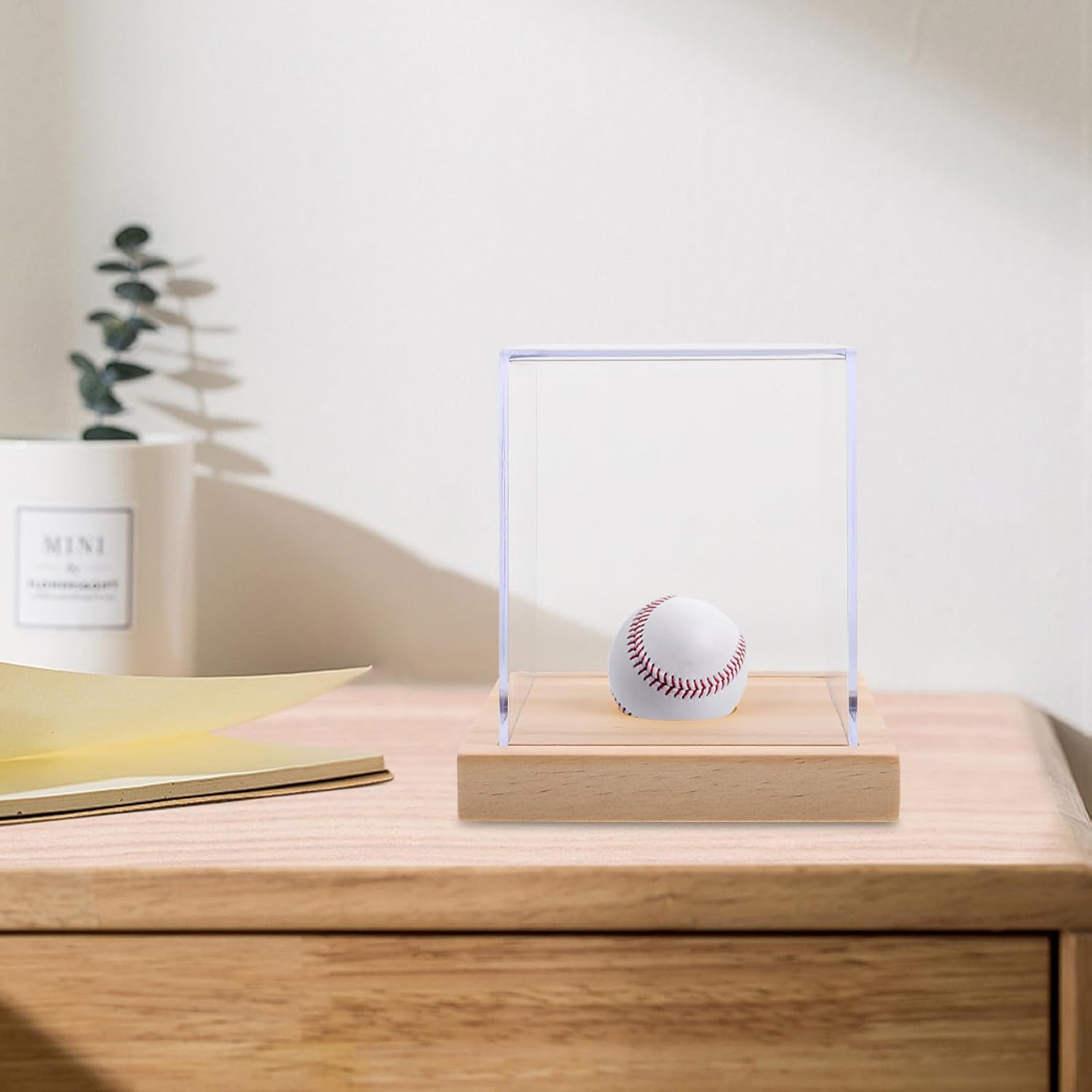 Uonlytech Baseball and Softball Display Box with Acrylic Cover and Wooden Base, Baseball Storage Case for Home and Store Memorabilia and Sports Enthusiasts