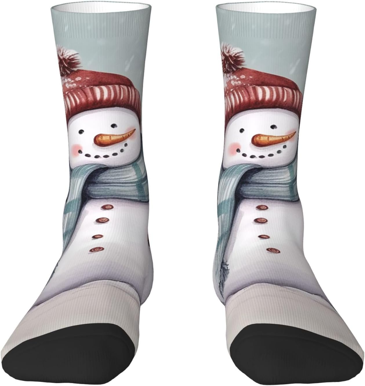 Winter Snowman Crew Socks for Men Women Moisture Wicking Cushion Athletic Sock Casual Novelty Socks Gift