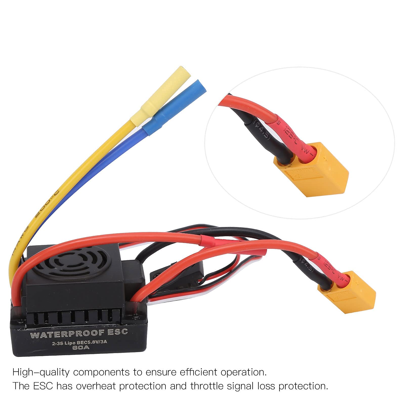 Karta programująca radiator silnika bezszczotkowego 60A ESC Combo, 3650 3600KV Karta programująca radiator silnika bezszczotkowego 60A ESC Combo do samochodu RC 1/8 1/10
