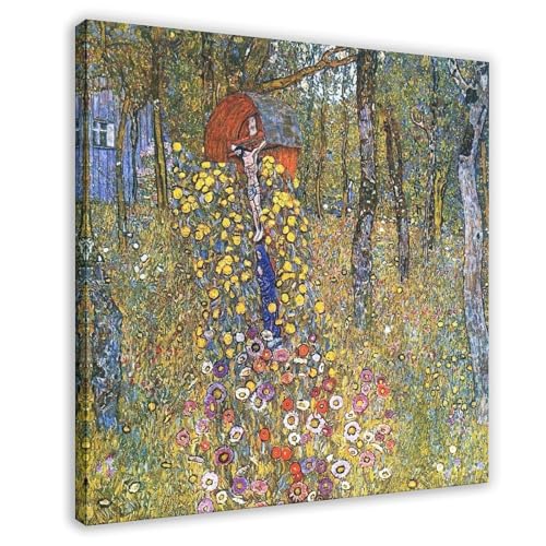 Impression sur toile Gustav Klimt jardin de la ferme crucifix carré 30cm