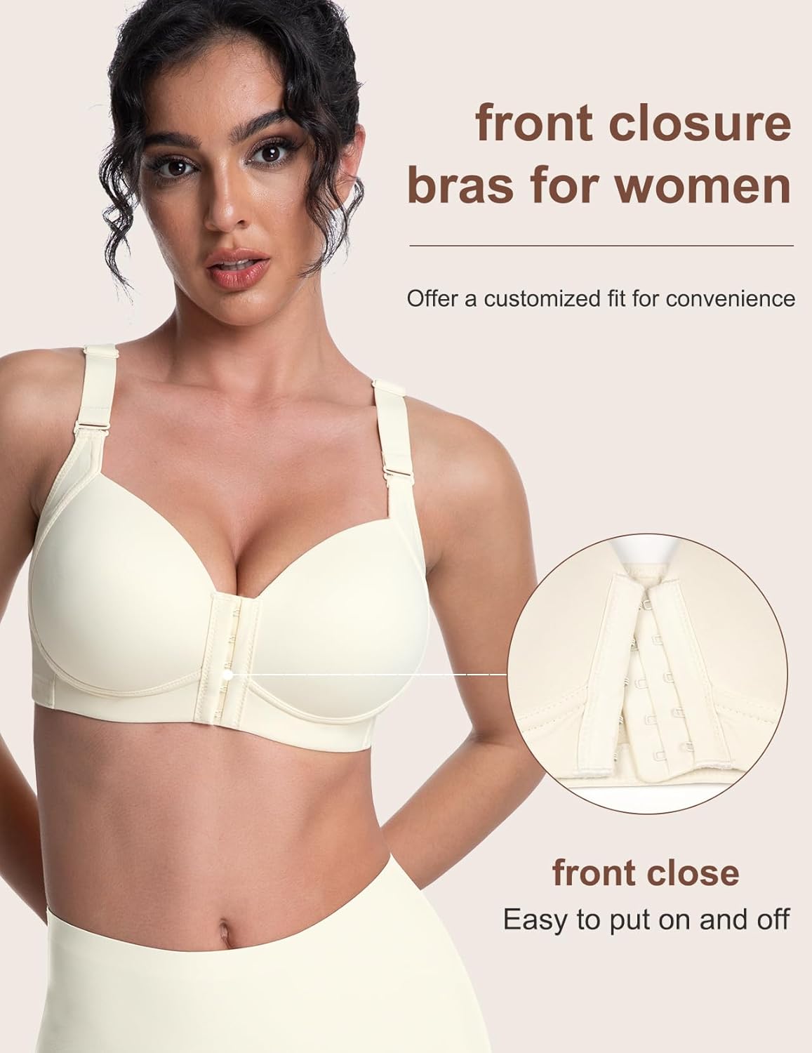 Front Closure Bras for Women Wireless Smooth T Shirt Brassiere Hide Back Fat - Image 2