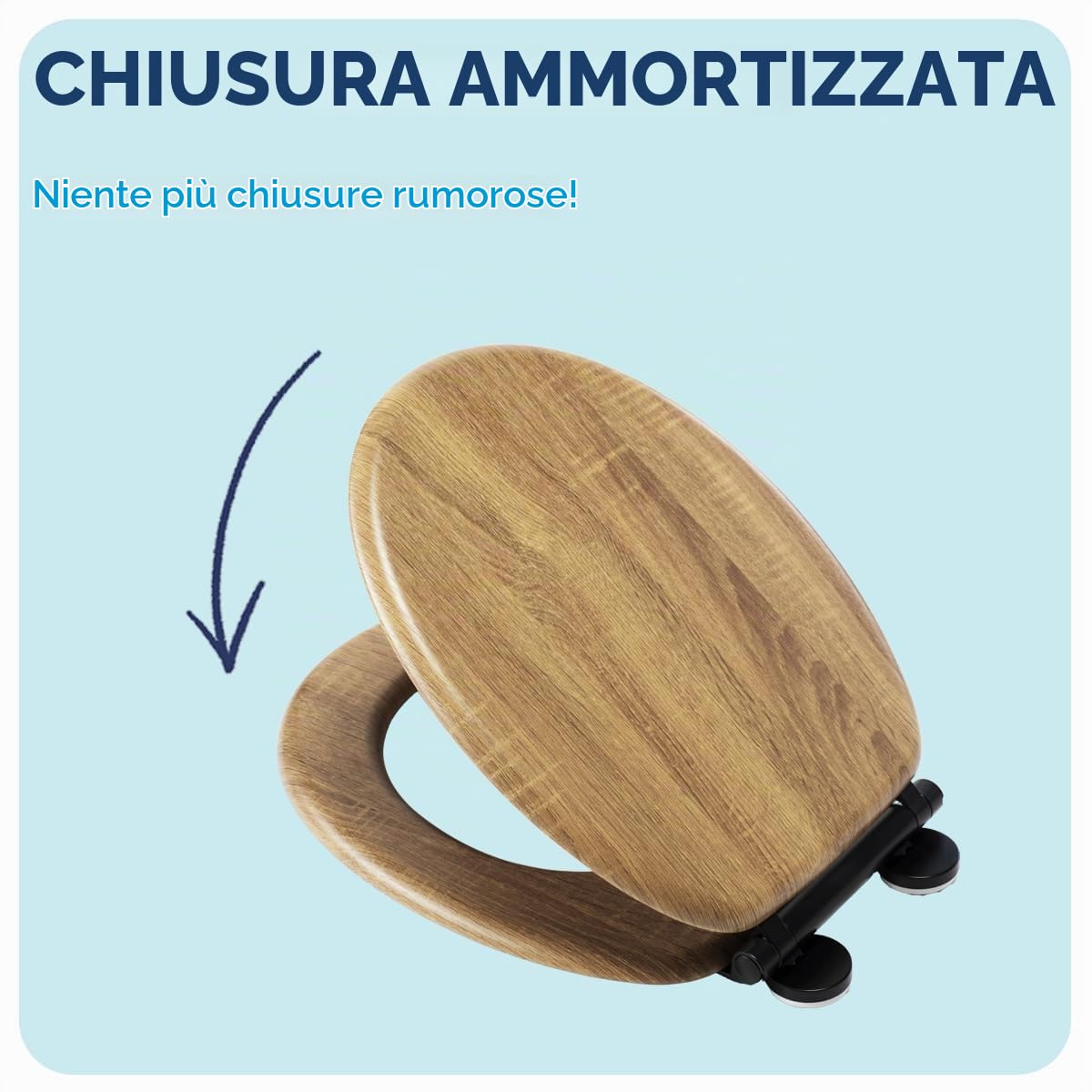 Croydex Ontario - Sedile WC in legno con chiusura rallentata, sgancio rapido per una facile pulizia, cerniere regolabili con fissaggio superiore e inferiore, superficie di seduta antibatterica e
