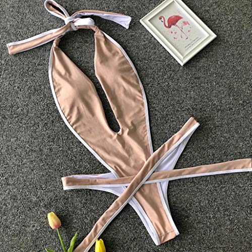 LILIHOT Damen Print Siamese Bandage Badeanzug Pulled Bikini Mit V-Form...