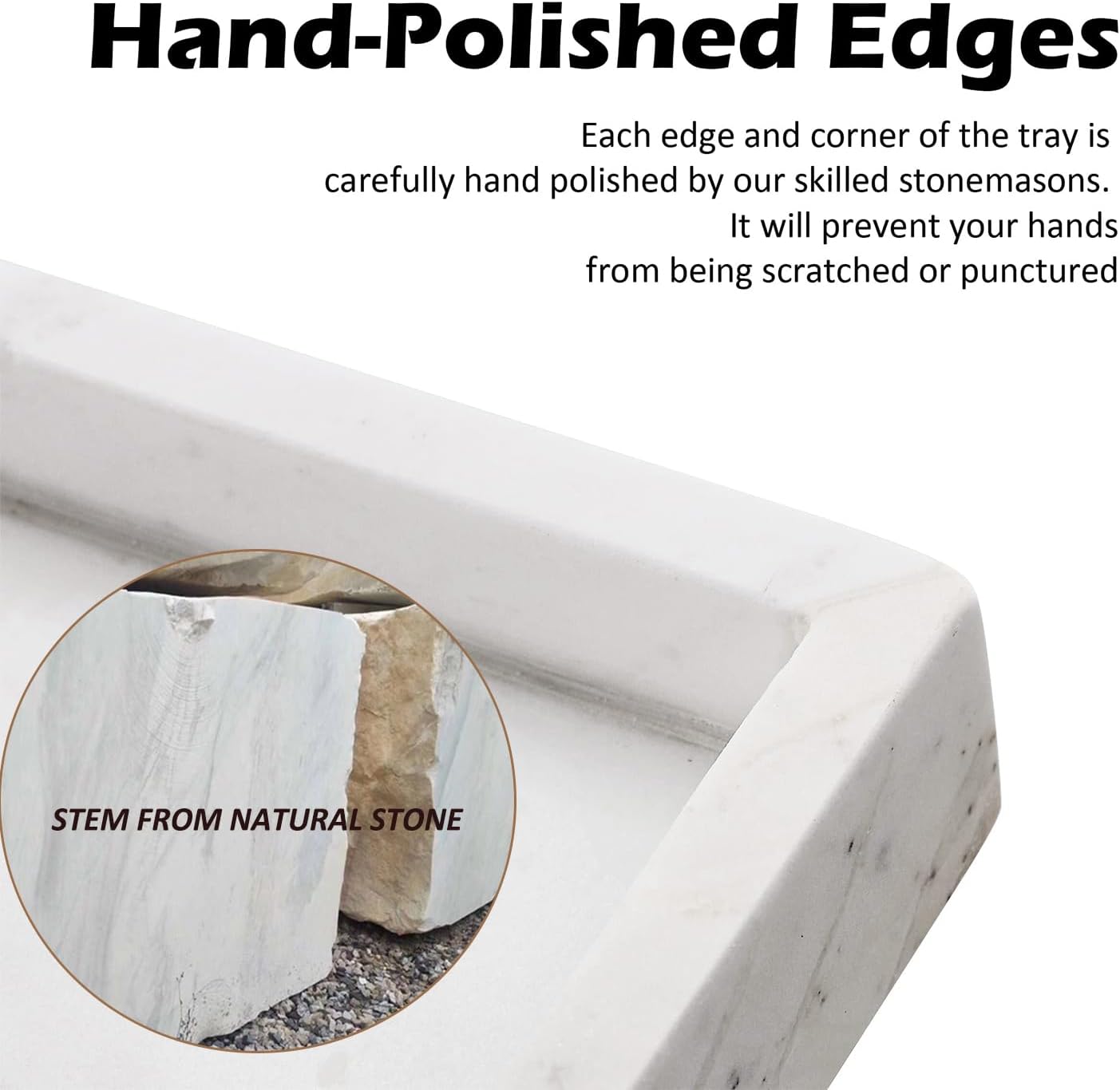 WORHE Italy Marble Vanity Tray for Jewelry, Perfume, Makeup, Candle,Towel Natural Modern Decorative Trays for Bathroom Bedroom Dresser Rectangle Kitchen Storage Organizer for Home Decor White (FX031) - Image 7