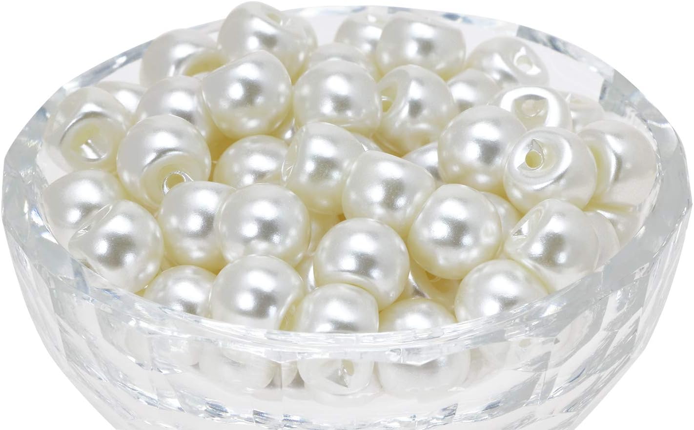 Shapenty Round Plastic Pearl Button Bulk with Hole for DIY Craft Sewing Shirt Skirt Dress Sweater Jacket Wedding Gown Costume Jewelry Gift Supply Accessories Clothing Decoration, 50PCS (Ivory, 10mm)
