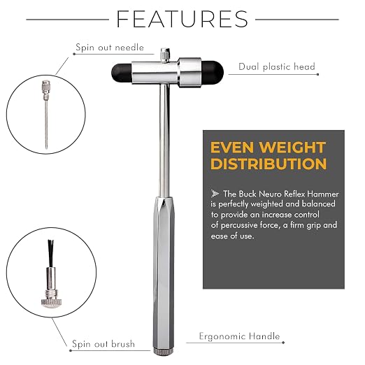 Pack of 5 Buck Neuro Reflex Hammer – Dual-Head Neurological Reflex Testing Tool with Built-in Brush – Durable Medical Instrument for Doctors, Nurses & Students – 7.5 Inches miniatura 3
